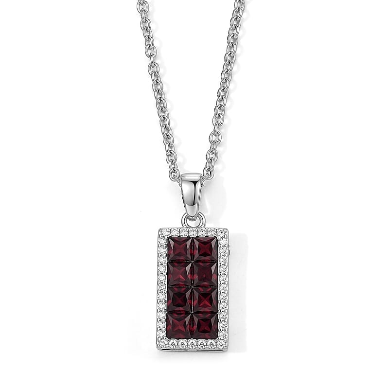Multi-Tourmaline and Simulated Diamond 10.00 ctw Pendant in Platinum Bond with Stainless Steel Necklace 20 Inches