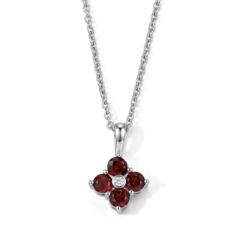 Mozambique Garnet and Simulated Diamond 8.00 ctw Pendant in Silvertone with Stainless Steel Necklace 20 Inches