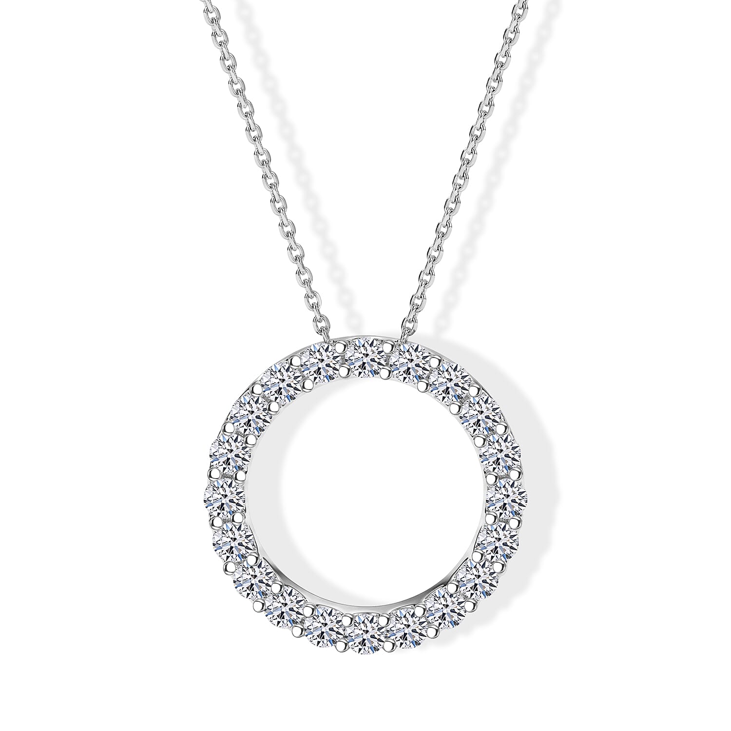 Luxuriant Lab Grown Diamond G-H SI 1.00 ctw Pendant Necklace in Rhodium Over Sterling Silver 20 Inches