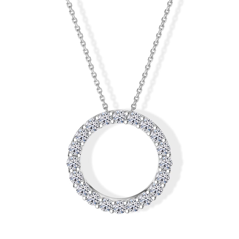 Luxuriant Lab Grown Diamond G-H SI 1.00 ctw Pendant Necklace in Rhodium Over Sterling Silver 20 Inches