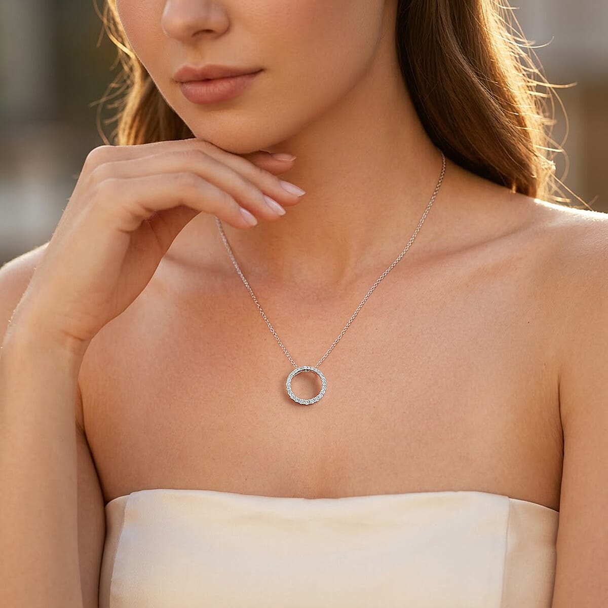 Luxuriant Lab Grown Diamond G-H SI 1.00 ctw Pendant Necklace in Rhodium Over Sterling Silver 20 Inches