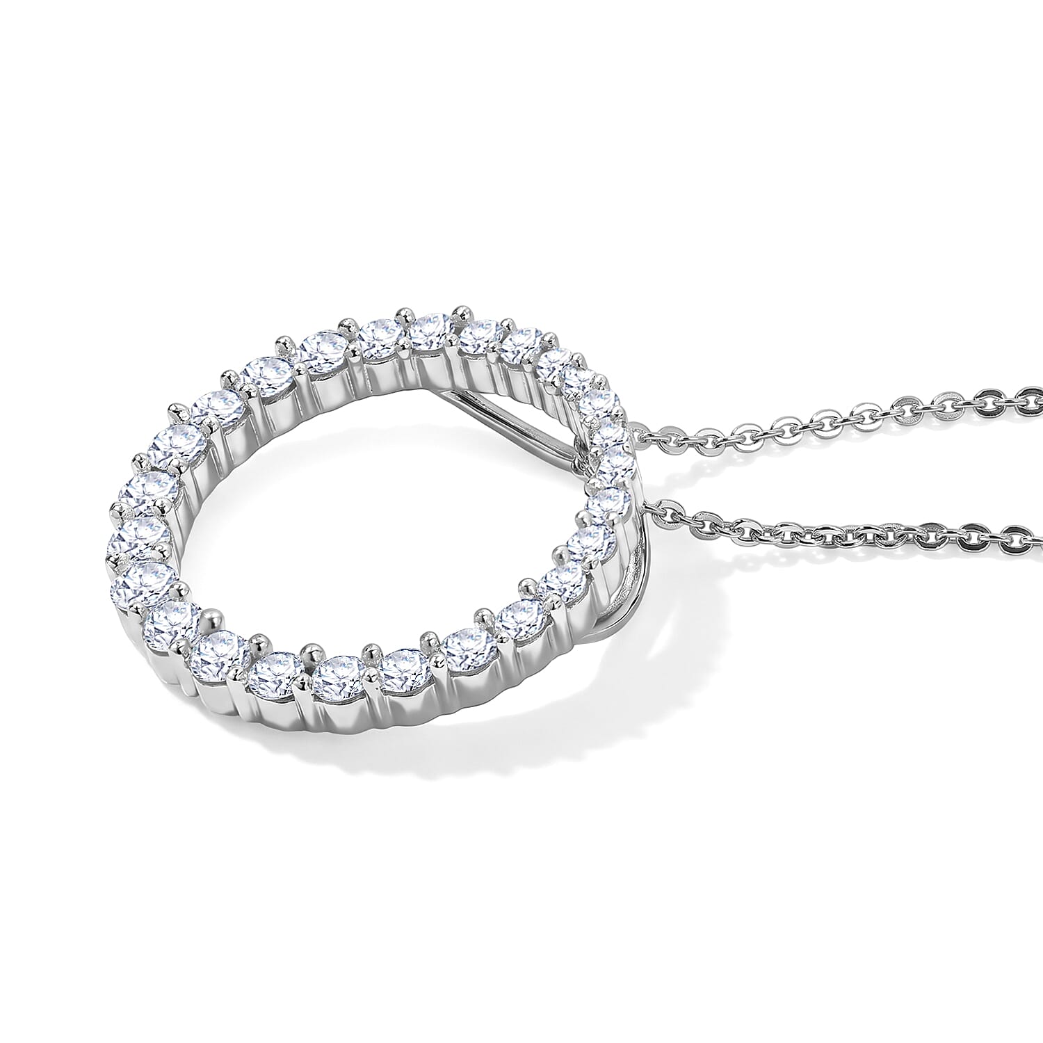 Luxuriant Lab Grown Diamond G-H SI 1.00 ctw Pendant Necklace in Rhodium Over Sterling Silver 20 Inches