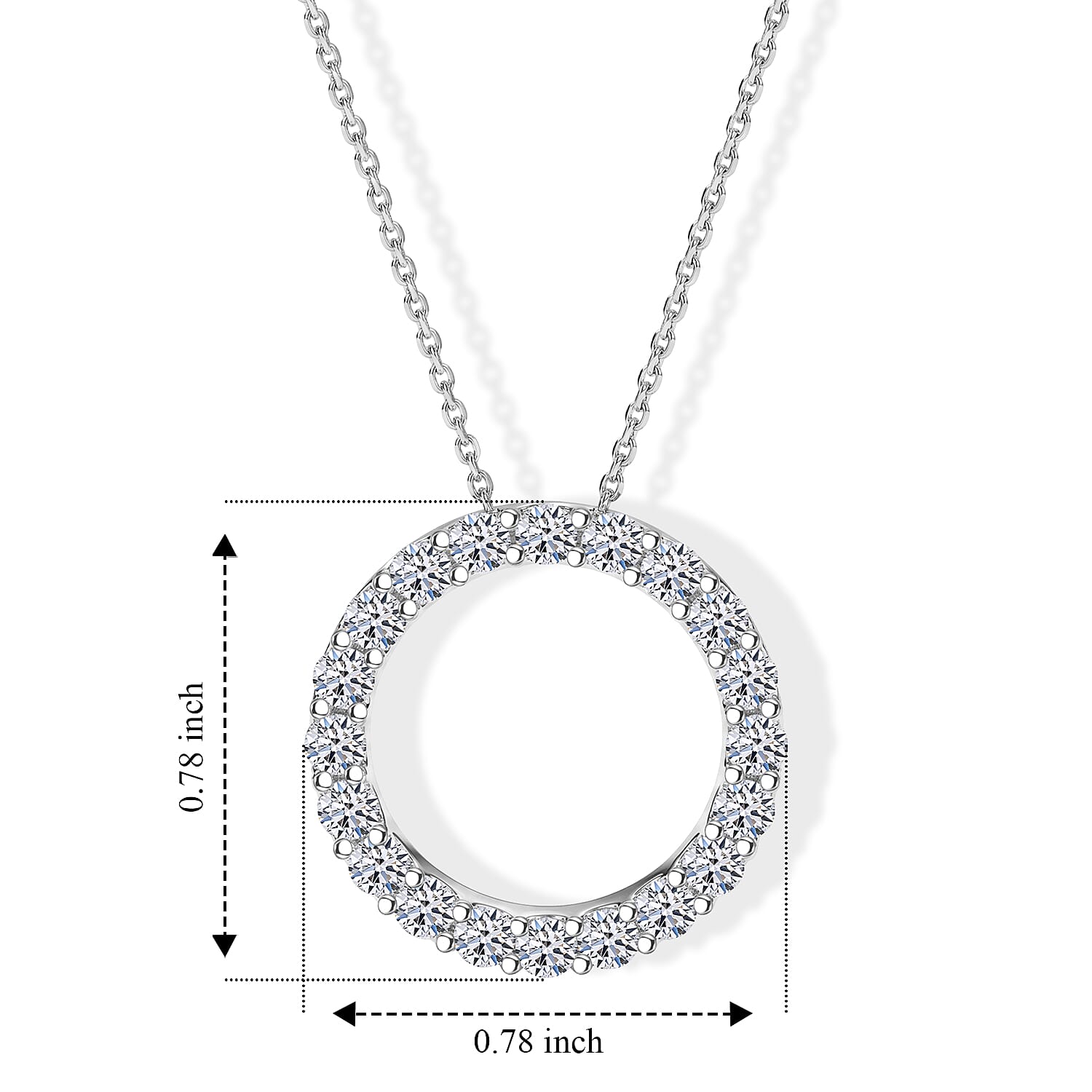 Luxuriant Lab Grown Diamond G-H SI 1.00 ctw Pendant Necklace in Rhodium Over Sterling Silver 20 Inches