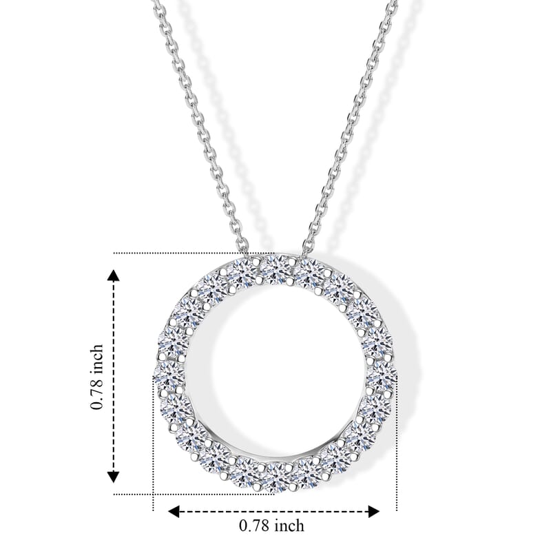 Luxuriant Lab Grown Diamond G-H SI 1.00 ctw Pendant Necklace in Rhodium Over Sterling Silver 20 Inches