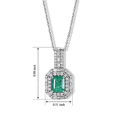 D'Joy Premium Kagem Zambian Emerald, Moissanite Architectural Pendant Necklace