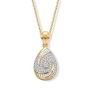 Diamond 0.25 ctw Pendant Necklace in 14K Yellow Gold Over Sterling Silver 18 Inches