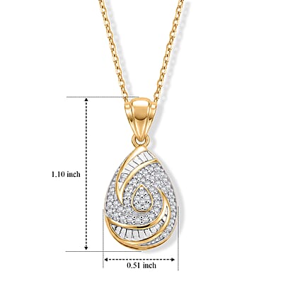 Diamond 0.25 ctw Pendant Necklace in 14K Yellow Gold Over Sterling Silver 18 Inches