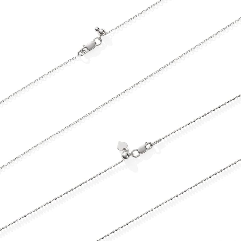 Italian Sterling Silver Set of 2 Beaded and Wheat Chain Necklace (24 Inches) (6.30 g)