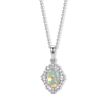Ethiopian Opal / Rhodium Over Sterling Silver - Product card gallery slide 1 (10318347567417)