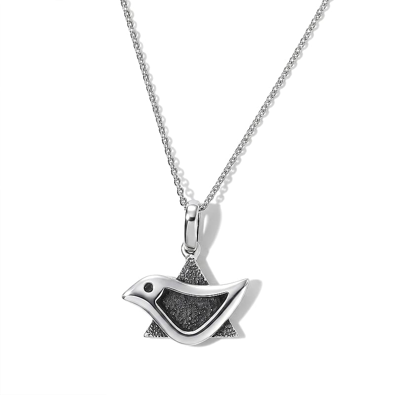 D'Joy Passport to Israel Pendant Necklace in Rhodium Over Sterling Silver 20 Inches 4.80 Grams