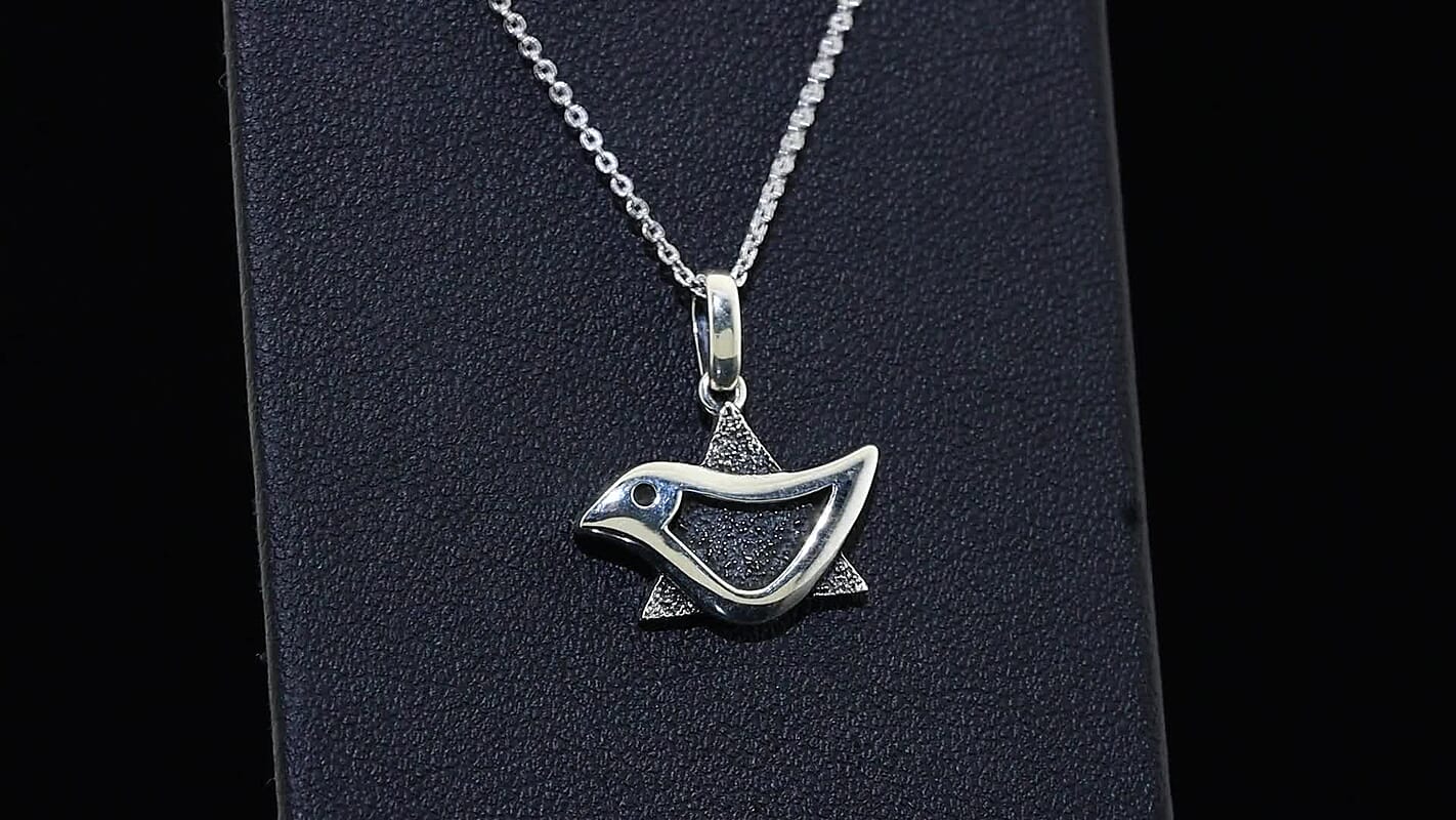 D'Joy Passport to Israel Rhodium Over Sterling Silver Pendant Necklace (20 Inches) (4.80 g) 4501718
