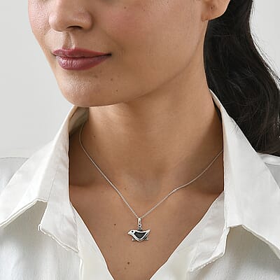 D'Joy Passport to Israel Pendant Necklace in Rhodium Over Sterling Silver 20 Inches 4.80 Grams
