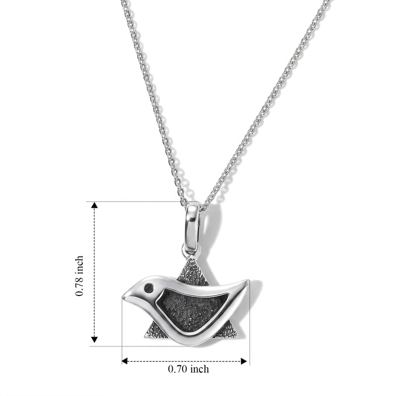 D'Joy Passport to Israel Pendant Necklace in Rhodium Over Sterling Silver 20 Inches 4.80 Grams