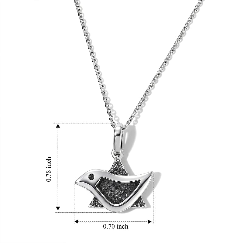 D'Joy Passport to Israel Pendant Necklace in Rhodium Over Sterling Silver 20 Inches 4.80 Grams