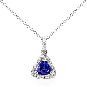 GP Celestial Dream Collection Premium Tanzanite and White Zircon 1.50 ctw Pendant Necklace in Rhodium Over Sterling Silver 18 Inches 