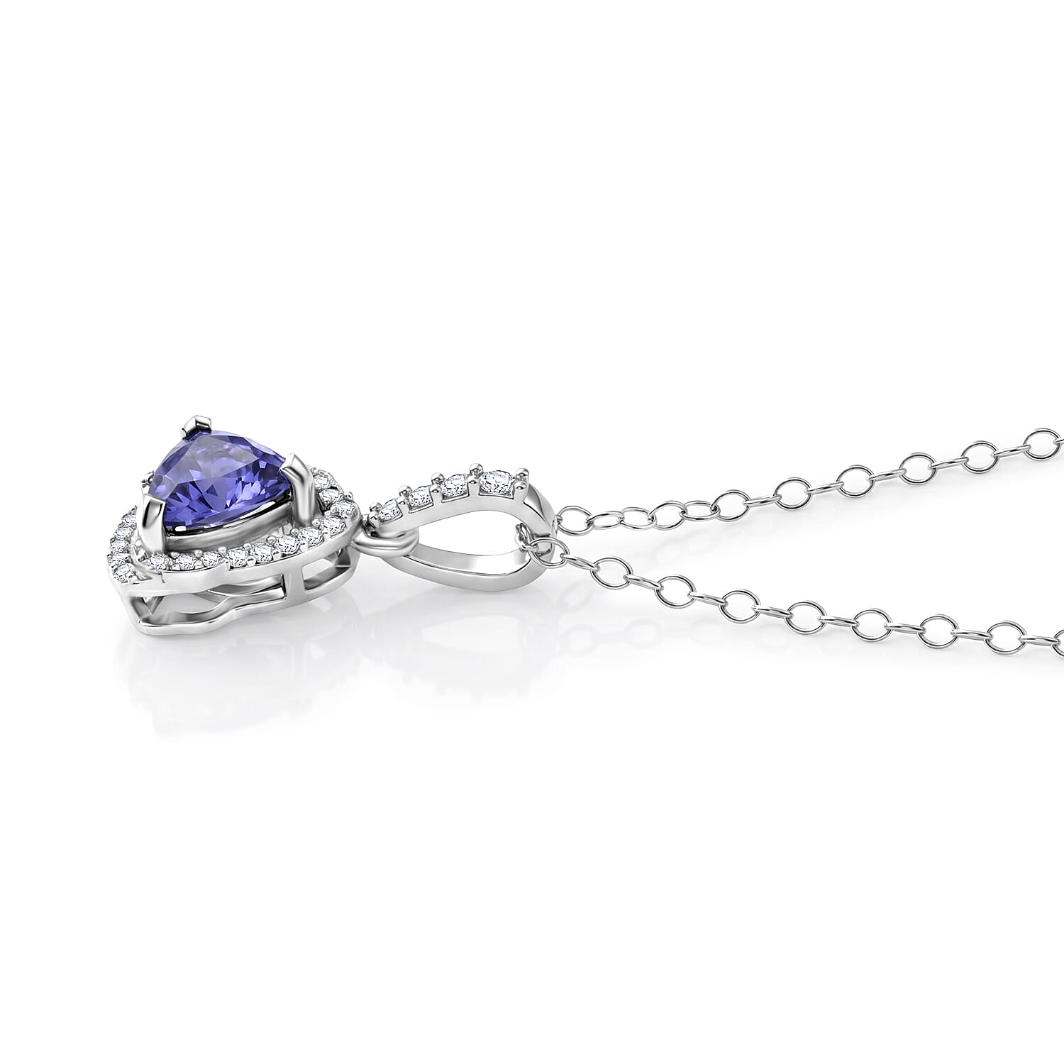 GP Celestial Dream Collection Premium Tanzanite and White Zircon 1.50 ctw Pendant Necklace in Rhodium Over Sterling Silver 18 Inches
