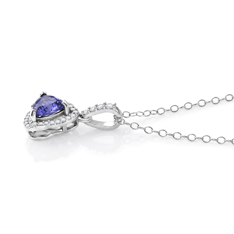 GP Celestial Dream Collection Premium Tanzanite and White Zircon 1.50 ctw Pendant Necklace in Rhodium Over Sterling Silver 18 Inches