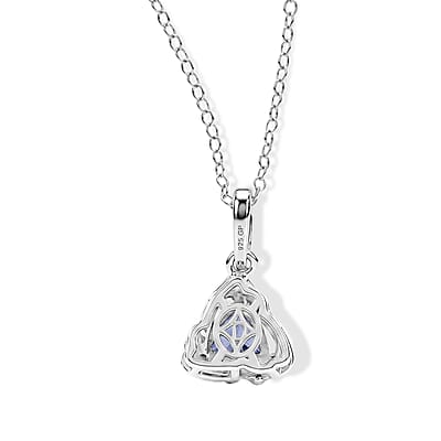 GP Celestial Dream Collection Premium Tanzanite and White Zircon 1.50 ctw Pendant Necklace in Rhodium Over Sterling Silver 18 Inches