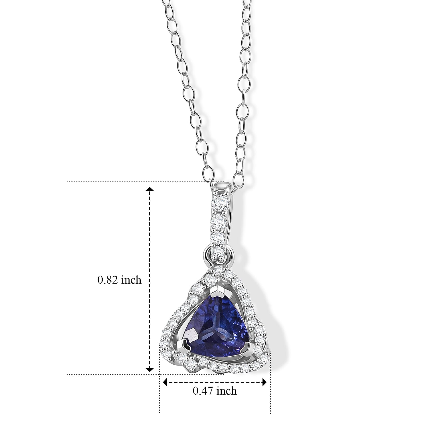 GP Celestial Dream Collection Premium Tanzanite and White Zircon 1.50 ctw Pendant Necklace in Rhodium Over Sterling Silver 18 Inches