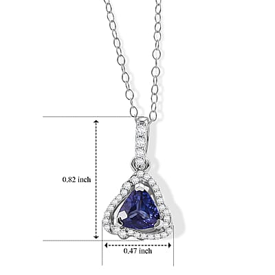 GP Celestial Dream Collection Premium Tanzanite and White Zircon 1.50 ctw Pendant Necklace in Rhodium Over Sterling Silver 18 Inches