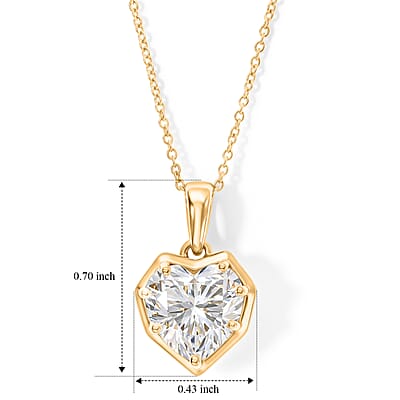 D'Joy Moissanite 2.50 ctw Heart of Brilliance Pendant Necklace in 18K Vermeil Yellow Gold Over Sterling Silver 20 Inches