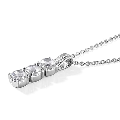 EverTrue Simulated Diamond Trilogy Pendant Necklace in Stainless Steel (20 Inches)