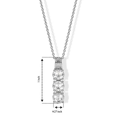 EverTrue Simulated Diamond Trilogy Pendant Necklace in Stainless Steel (20 Inches)