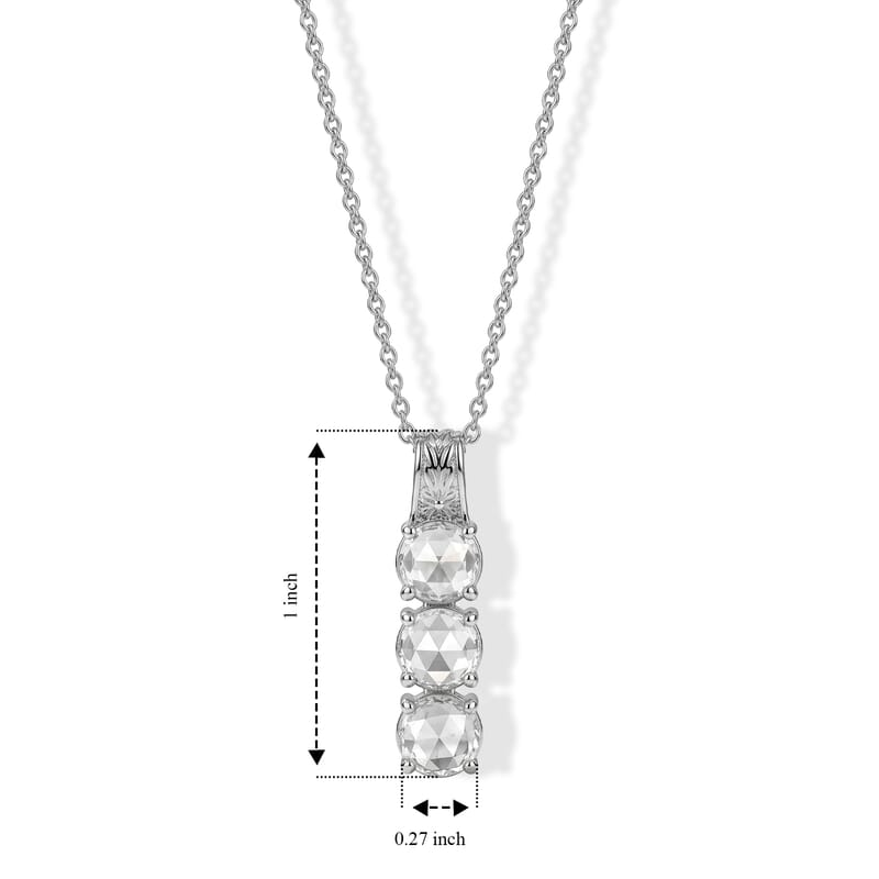 EverTrue Simulated Diamond Trilogy Pendant Necklace in Stainless Steel (20 Inches)
