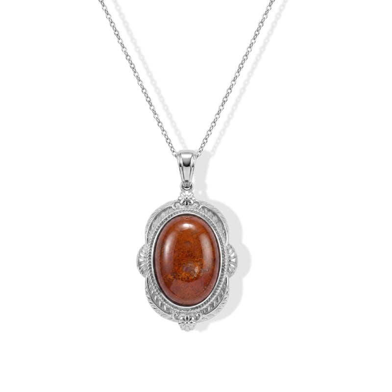 EverTrue Aqua Nueva Moss 25.30 ctw Pendant Necklace in Stainless Steel 20 Inches