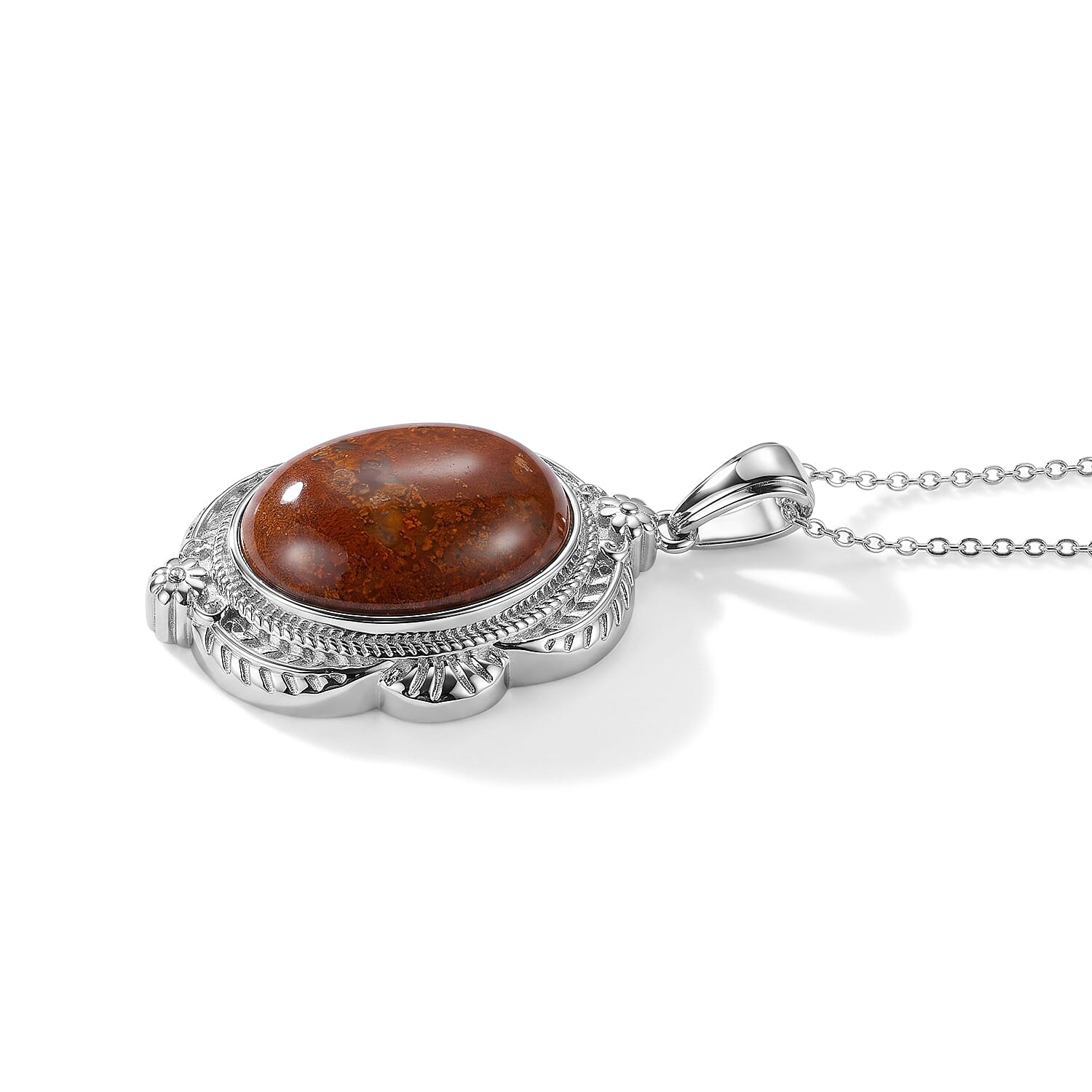 EverTrue Aqua Nueva Moss 25.30 ctw Pendant Necklace in Stainless Steel 20 Inches