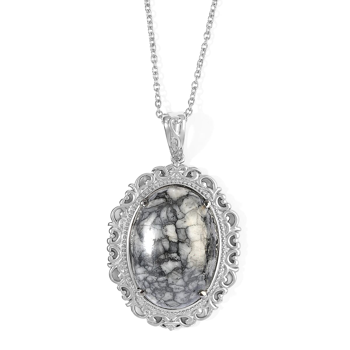 EverTrue Austrian Pinolith 28.60 ctw Pendant Necklace in Stainless Steel 20 Inches