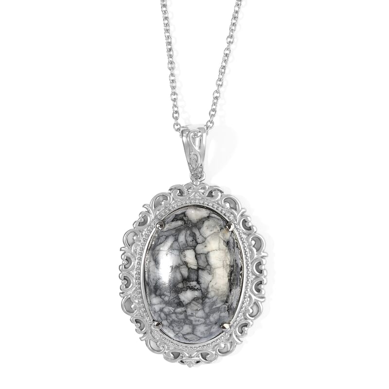 EverTrue Austrian Pinolith 28.60 ctw Pendant Necklace in Stainless Steel 20 Inches