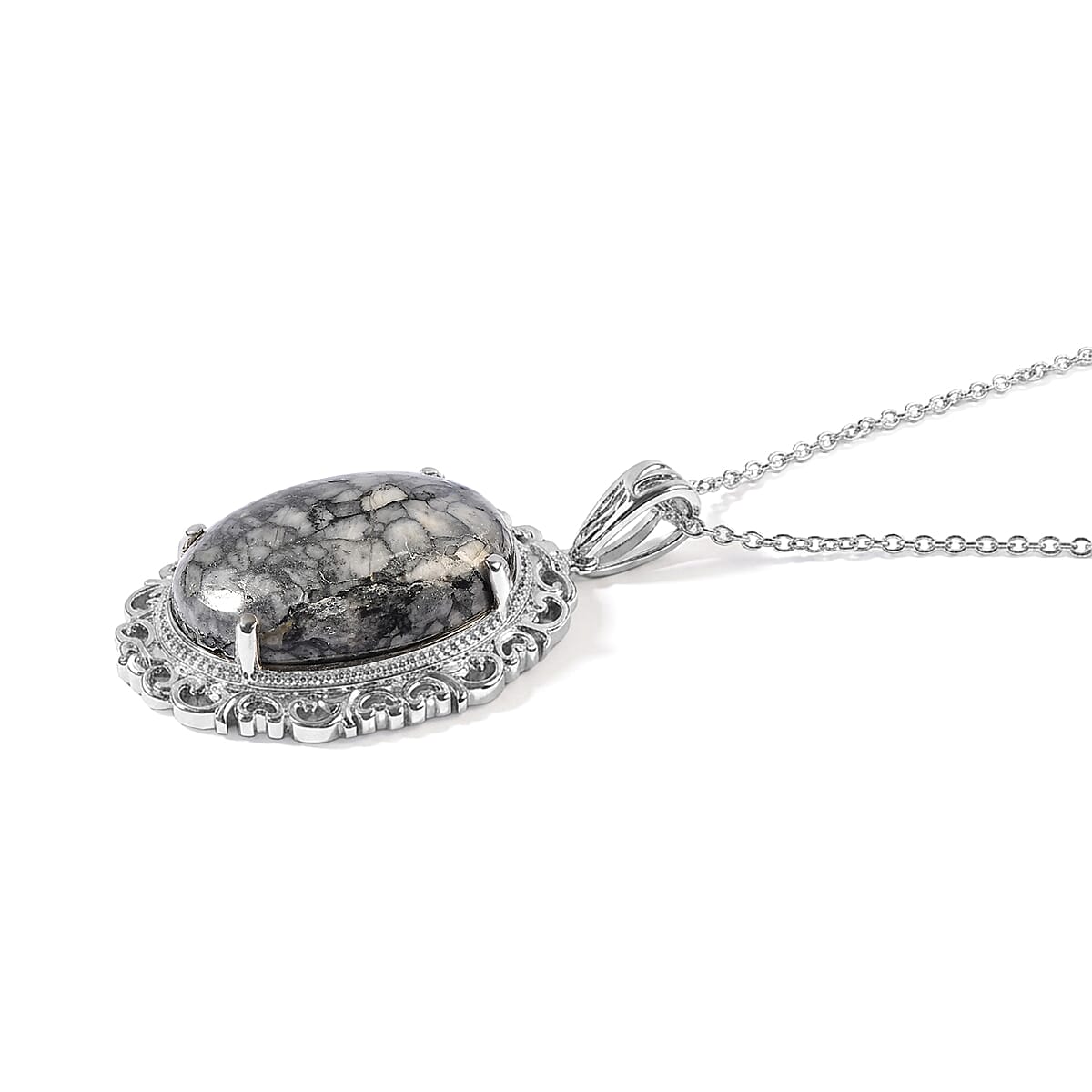 EverTrue Austrian Pinolith 28.60 ctw Pendant Necklace in Stainless Steel 20 Inches