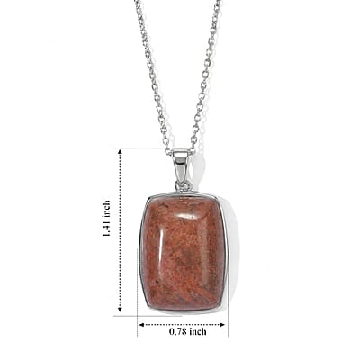 EverTrue Poppy Jasper 27.75 ctw Pendant Necklace (20 Inches) in Stainless Steel