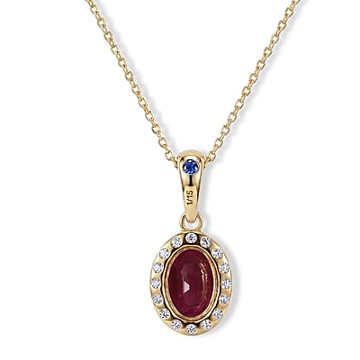 GP Amore Collection AAA Royal Ruby and Diamond I2 1.10 ctw Pendant Necklace in 10K Yellow Gold 18 Inches