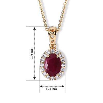 GP Amore Collection AAA Royal Ruby and Diamond I2 1.10 ctw Pendant Necklace in 10K Yellow Gold 18 Inches