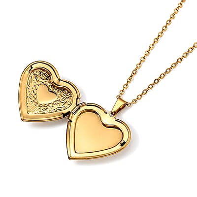 Textured Heart Pendant Necklace in ION Plated YG Stainless Steel 20-22 Inches