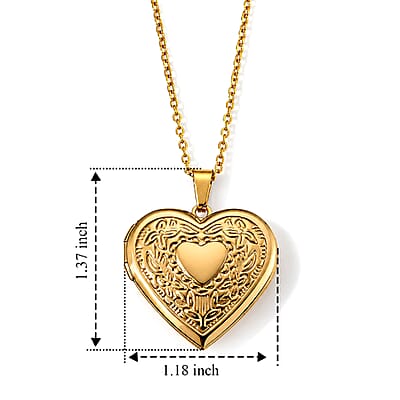 Textured Heart Pendant Necklace in ION Plated YG Stainless Steel 20-22 Inches