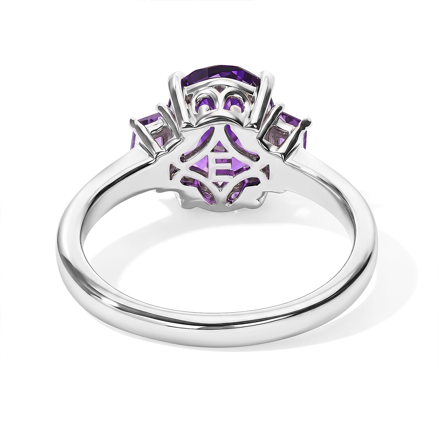 EverTrue African Amethyst 3.70 ctw Ring (Size 5) Pendant in Platinum Bond with Stainless Steel Necklace 20 Inches