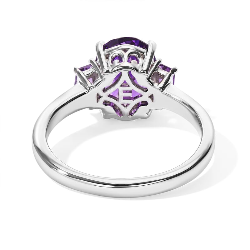 EverTrue African Amethyst 3.70 ctw Ring (Size 5) Pendant in Platinum Bond with Stainless Steel Necklace 20 Inches