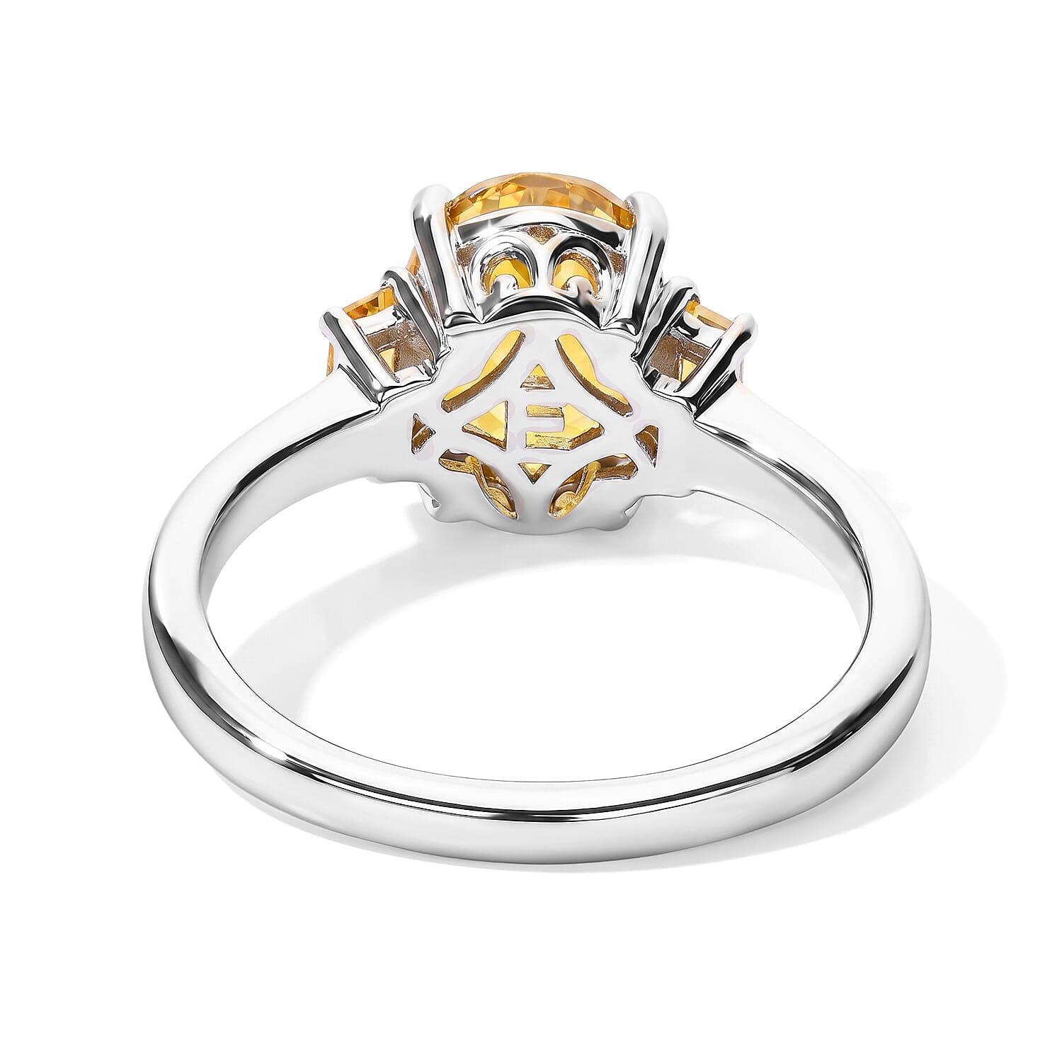 EverTrue Brazilian Citrine 3.90 ctw Ring, Pendant in Platinum Bond with Stainless Steel Necklace 20 Inches