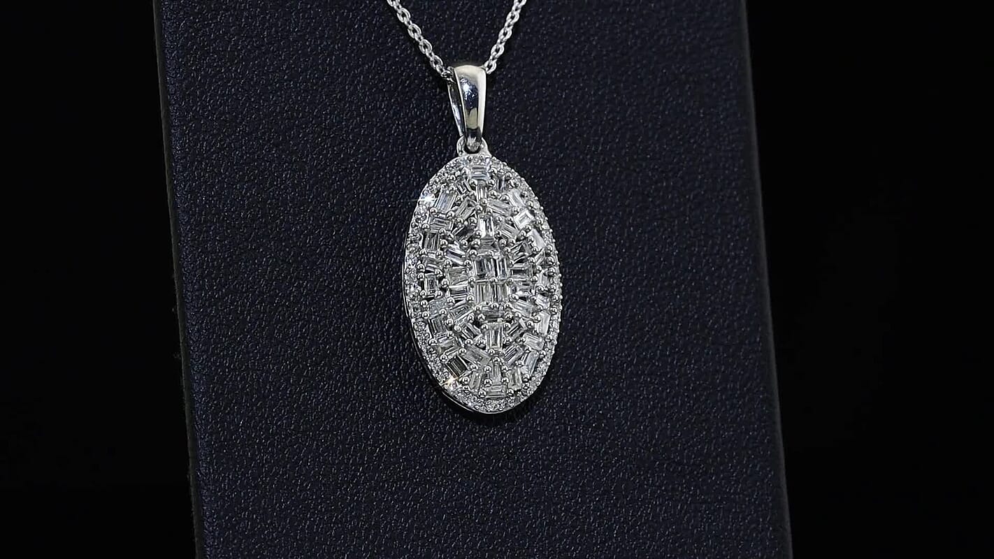 Lab Grown Diamond G-H SI 1.00 ctw Pendant Necklace in Rhodium Over Sterling Silver 20 Inch