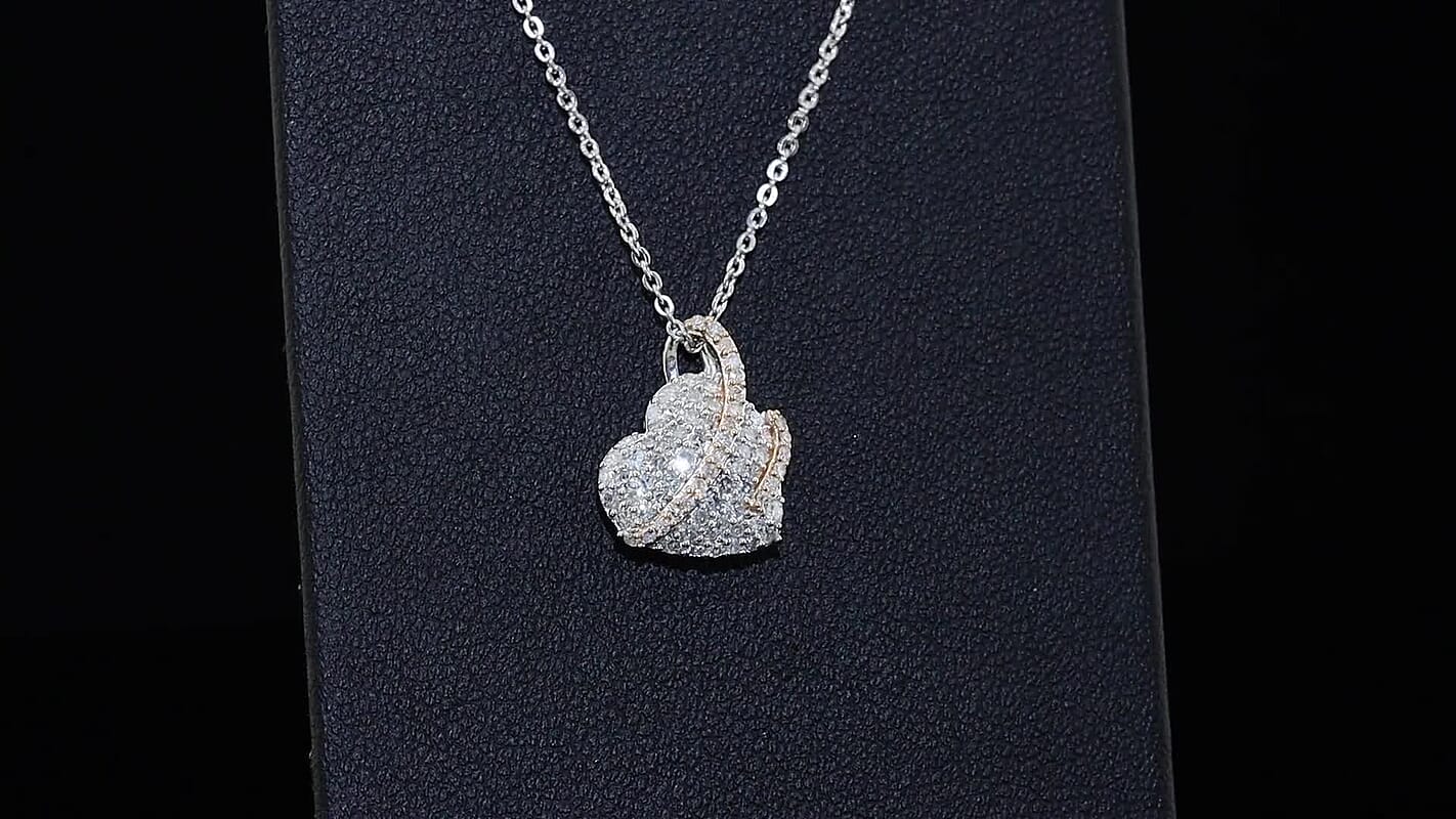 Luxuriant Lab Grown Diamond (I2-I3) Pendant Necklace (20 Inches) in 18K Vermeil RG and Rhodium Over Sterling Silver 0.40 ctw 4502900