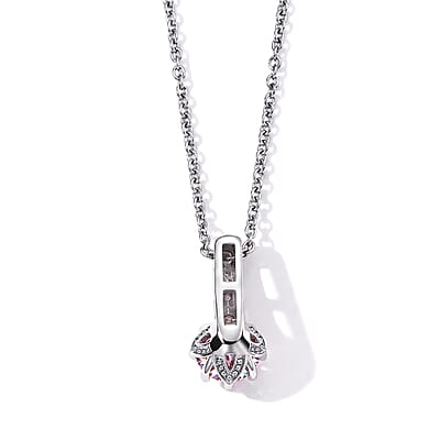 EverTrue Pink and White Moissanite 1.60 ctw Pendant in Platinum Bond with Stainless Steel Necklace 20 Inches