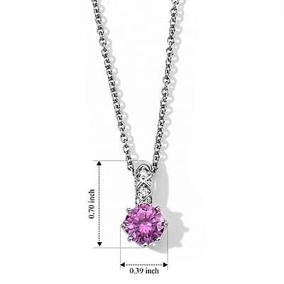EverTrue Pink and White Moissanite 1.60 ctw Pendant in Platinum Bond with Stainless Steel Necklace 20 Inches