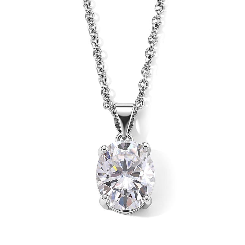 EverTrue Moissanite 3.80 ctw Pendant in Platinum Bond with Stainless Steel Necklace (20 Inches)