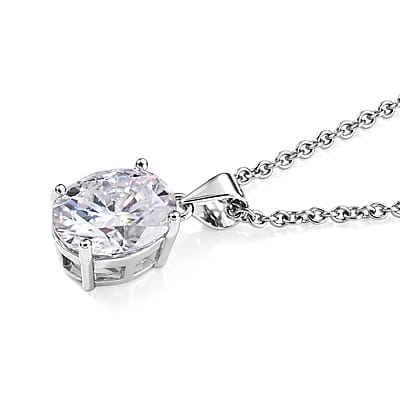EverTrue Moissanite 3.80 ctw Pendant in Platinum Bond with Stainless Steel Necklace (20 Inches)