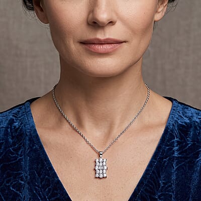 EverTrue Moissanite 2.00 ctw Pendant in Platinum Bond with Stainless Steel Necklace (20 Inches)