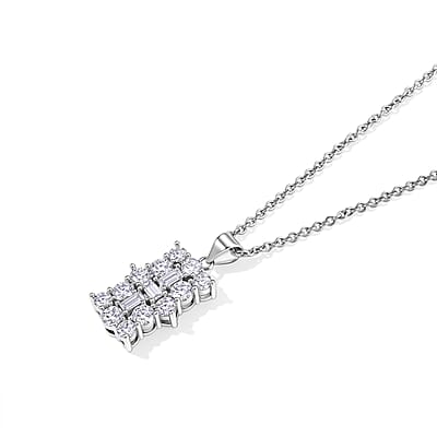 EverTrue Moissanite 2.00 ctw Pendant in Platinum Bond with Stainless Steel Necklace (20 Inches)