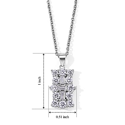 EverTrue Moissanite 2.00 ctw Pendant in Platinum Bond with Stainless Steel Necklace (20 Inches)